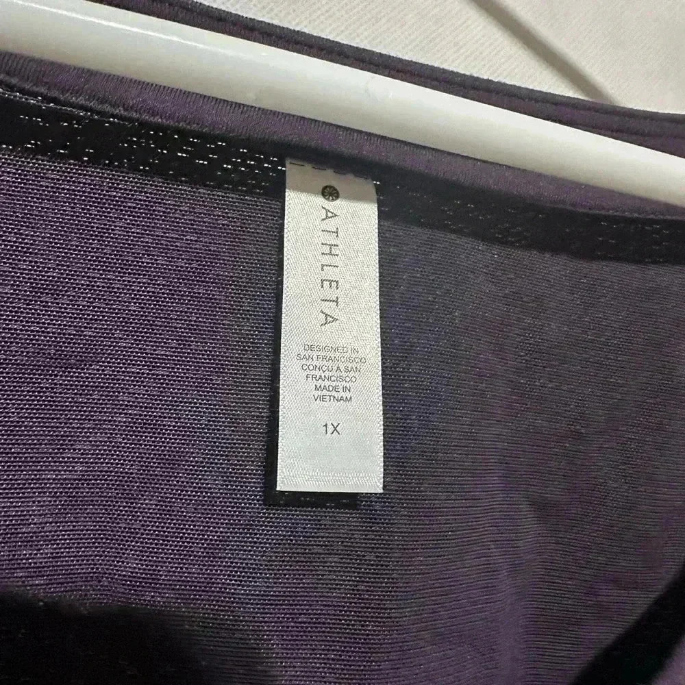 Athleta Shanti Lace Purple Crop Long Sleeve Breathe Wicking Shirt Top Sz 1X NWOT - Picture 3 of 6